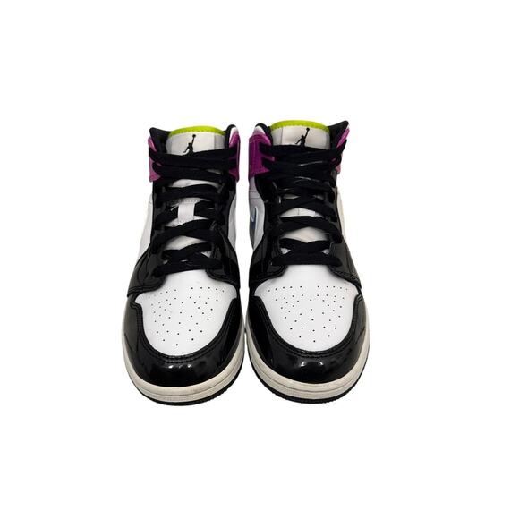 Nike Air Jordan 1 Mid SE Cyber Black Active Fuchsia Sneakers Size Youth 5 - Picture 2 of 5